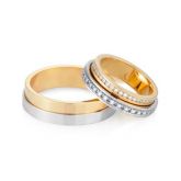 Alianças Ouro Amarelo Ouro Branco e Diamantes Love Me (Par d
