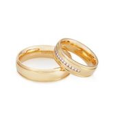 Alianças Ouro Amarelo Ouro Branco e Diamantes Love Me (Par d