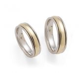 Aliança de ouro branco e ouro amarelo 18K - Modelo AL3O15222