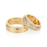 Alianças Ouro Amarelo e Diamantes Love Me (Par de Aliança)