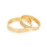 Alianças Ouro Amarelo e Diamantes One Love (Par de Aliança)