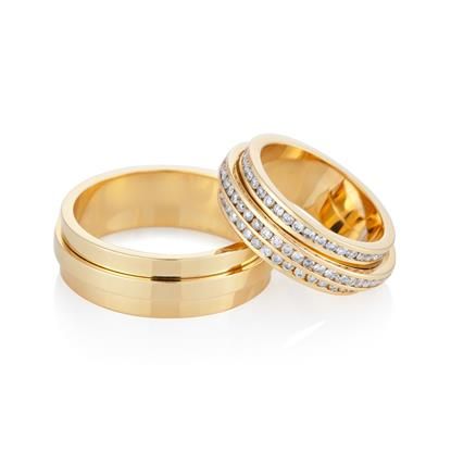 Alianças Ouro Amarelo e Diamantes Love Me (Par de Aliança)