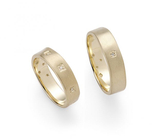 Aliança de ouro amarelo 18K com diamantes - Modelo AL2B16724